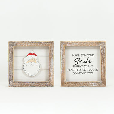 Click here to see Adams&Co 71035 71035 5x5x1.5 rvs wood frame shiplap sign (SANTA/SMILE) Multicolor Believe In Kindness Collection