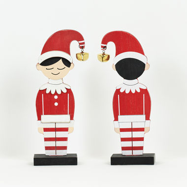 Click here to see Adams&Co 70989 70989 4x10x1 wood cutout elf on stand (BOY) multicolor Believe In Kindness Collection