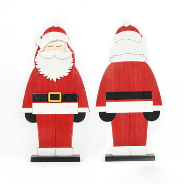 Click here to see Adams&Co 70976 70976 8.25x17x1 wd cutout on base (SANTA CLAUS) red, white, black, yellow  
