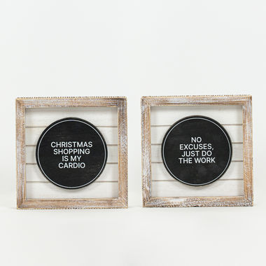 Click here to see Adams&Co 71009 71009 6x6x1.5 reversible wood frame shiplap sign (CHRISTMAS/WORK) white, black Cottage Christmas Collection