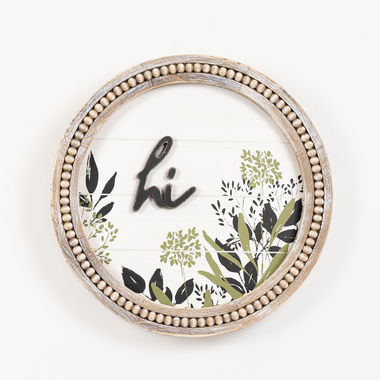 Click here to see Adams&Co 11601 11601 14x14x1.5 round wood beaded frame sign (HI) multicolor Olive Collection