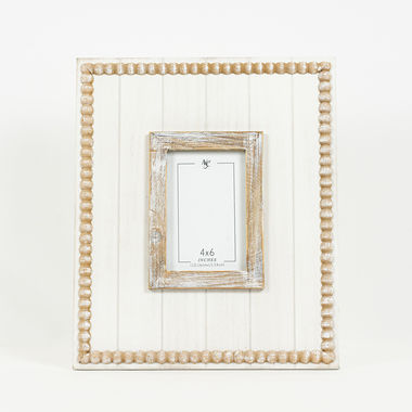 Click here to see Adams&Co 2136489 11590 12x14x1.5 wd beaded photo frame, ntrl/wh