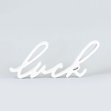 Click here to see Adams&Co 30266 30266 10x4x1 wood cutout (LUCK) white Love In Bloom Collection