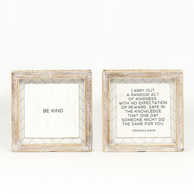 Click here to see Adams&Co 11654 11654 6x6x1.5 reversible wood frame sign (KIND/RANDOM) white, black Herringbone Collection