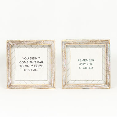 Click here to see Adams&Co 11655 11655 6x6x1.5 reversible wood frame sign (FAR/REMEMBER) white, black Herringbone Collection