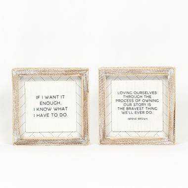 Click here to see Adams&Co 11659 11659 6x6x1.5 reversible wood frame sign (WANT/DO) white, black Herringbone Collection