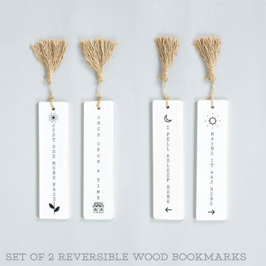 Click here to see Adams&Co 11661 11661 8x2x.25 reversible wood bookmarks with tassels set of two, multicolor Herringbone Collection