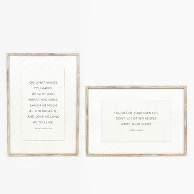 Click here to see Adams&Co 11662 11662 20x29x1.5 reversible wood frame sign (HAPPY/SCRIPT) white, black Herringbone Collection