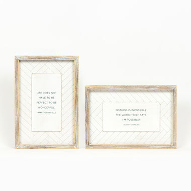 Click here to see Adams&Co 11665 11665 9x13x1.5 reversible wood frame sign (WONDERFUL/IMPOSSIBLE) white, black Herringbone Collection