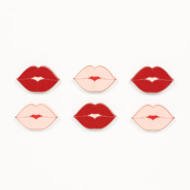 Click here to see Adams&Co 25057 25057 3x2x.25 wood shapes set of six (LIPS) red, pink Lucky In Love Collection