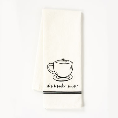Click here to see Adams&Co 11671 11671 15x24 tea towel (DRINK) white, black Coffeehouse Collection