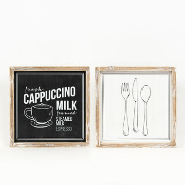 Click here to see Adams&Co 11669 11669 10x10x1.5 reversible wood frame sign (CAPUCCINO) white, black Coffeehouse Collection