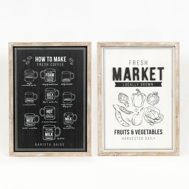Click here to see Adams&Co 11666 11666 15x21x1.5 reversible wood frame sign (FRESH/COFFEE) white, black Coffeehouse Collection