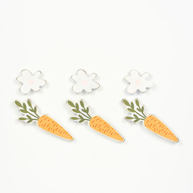 Click here to see Adams&Co 30281 30281 5x2x.35 wood shapes set of six (CARROTS/FLOWERS) multicolor Love In Bloom Collection