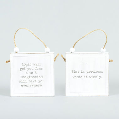 Click here to see Adams&Co 11637 11637 4x4x1 reversible wood hanging sign (TIME/LOGIC) white, black Reversible Hanging Blocks Collection