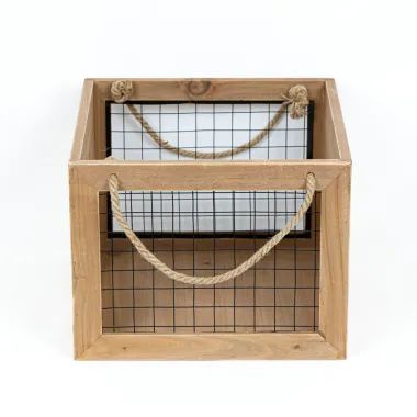Click here to see Adams&Co 11650 11650 12x9x12 wood crate w/ handle, brown Organization Collection