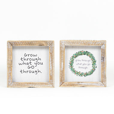 Click here to see Adams&Co 11727 11727 5x5x1.5 reversible wood frame sign (GROW) multicolor Eunoia Collection