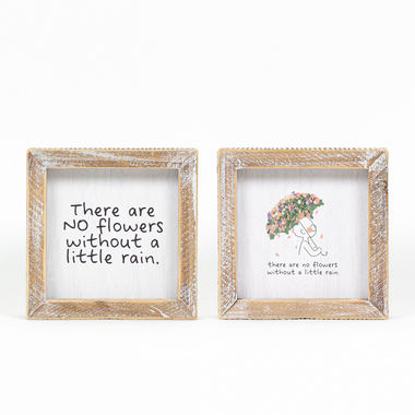 Click here to see Adams&Co 11725 11725 5x5x1.5 reversible wood frame sign (FLOWERS) multicolor Eunoia Collection