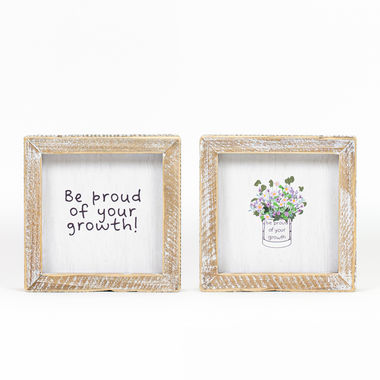 Click here to see Adams&Co 11724 11724 5x5x1.5 reversible wood frame sign (PROUD) multicolor Eunoia Collection