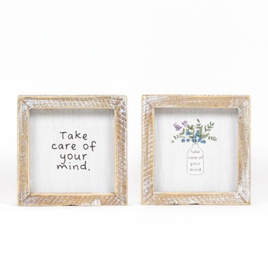Click here to see Adams&Co 11723 11723 5x5x1.5 reversible wood frame sign (TAKE) multicolor Eunoia Collection