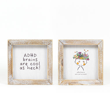 Click here to see Adams&Co 11722 11722 5x5x1.5 reversible wood frame sign (ADHD) multicolor