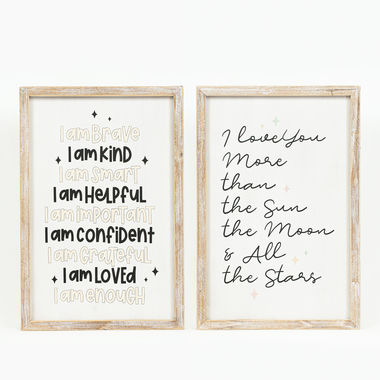 Click here to see Adams&Co 11708 11708 13x19x1.5 reversible wood frame sign (LOVE) multicolor Animal Crackers Collection
