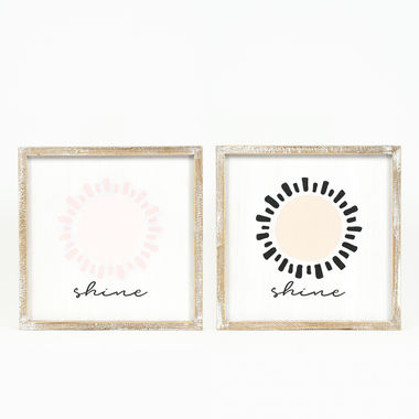 Click here to see Adams&Co 11707 11707 13x13x1.5 reversible wood frame sign (SHINE) multicolor Animal Crackers Collection