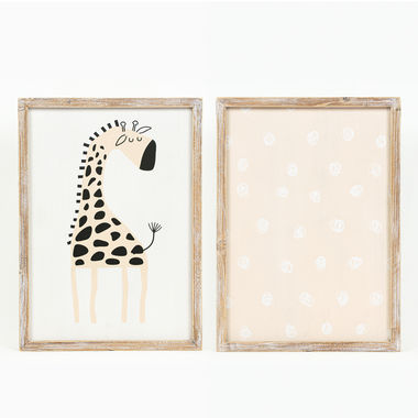 Click here to see Adams&Co 11703 11703 15x20x1.5 reversible wood frame sign (GIRAFFE) multicolor Animal Crackers Collection