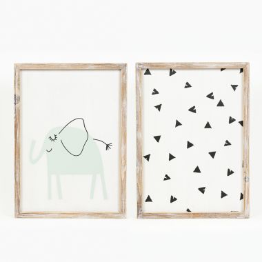 Click here to see Adams&Co 11702 11702 15x20x1.5 reversible wood frame sign (ELEPHANT) multicolor Animal Crackers Collection