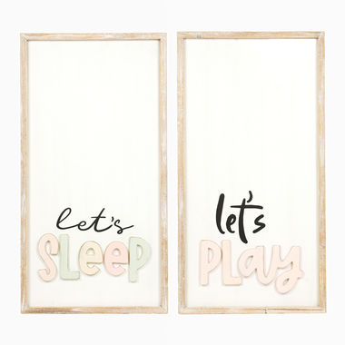 Click here to see Adams&Co 11710 11710 17x32x1.5 reversible wood frame sign (SLEEP/PLAY) multicolor Animal Crackers Collection