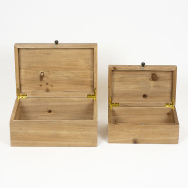 Click here to see Adams&Co 11699 11699 wooden hinged boxes, nested set of 2, 11 x 5 x 7.5 and 9 x 4 x 5.5, natural fir wood