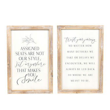 Click here to see Adams&Co 11738 11738 16x24x2 reversible wood frame sign (SMILE/JOURNEY) white, grey Wedding Collection