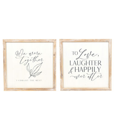 Click here to see Adams&Co 11735 11735 25.5x25.5x2 reversible wood framed sign (HAPPILY/TOGETHER) white, grey