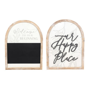 Click here to see Adams&Co 11734 11734 25x32x1.5 reversible wood frame arched sign (WELCOME/HAPPY) multicolor Wedding Collection