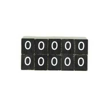 Click here to see Adams&Co 15753 15753 2x2x.25 wood letter tiles set of ten (0) black, white Letterboard Collection