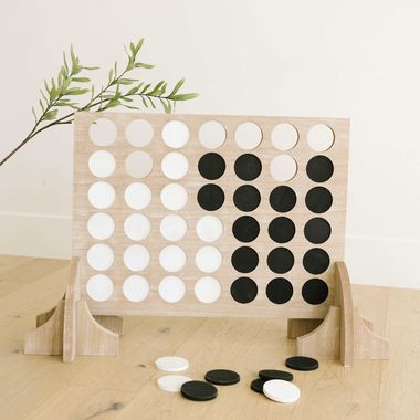 Click here to see Adams&Co 11766 11766 31.5x31.5x9.5 wd connect four game board (BIG) natural, white