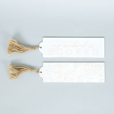 Click here to see Adams&Co 15808 15808 3x9x.15 reversible wood bookmark (BOOKED) white, pink Mom's House Collection
