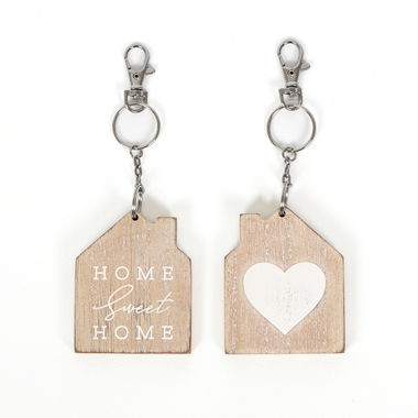 Click here to see Adams&Co 15807 15807 2x3x.25 reversible wood keychain (HOME) natural, white Mom's House Collection