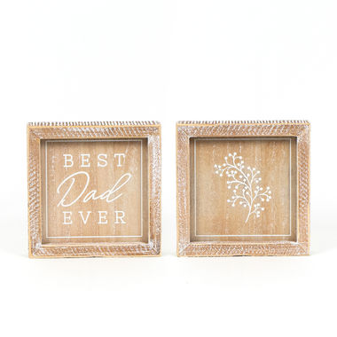 Click here to see Adams&Co 15795 15795 6x6x1.5 reversible wood frame sign (DAD) natural, white Mom's House Collection