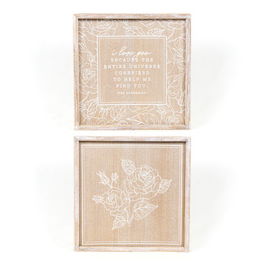 Click here to see Adams&Co 15792 15792 14x14x1.5 reversible wood frame sign (FIND) natural, white Mom's House Collection