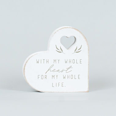 Click here to see Adams&Co 15780 15780 4x4x1 chunky wood shape (WHOLE) white, grey Forever In Our Hearts Collection