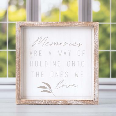 Click here to see Adams&Co 15769 15769 10x10x1.5 wood frame sign (HOLDING) white, grey Forever In Our Hearts Collection