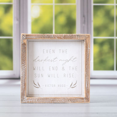Click here to see Adams&Co 15764 15764 7x7x1.5 wood frame sign (DARKEST) white, grey Forever In Our Hearts Collection