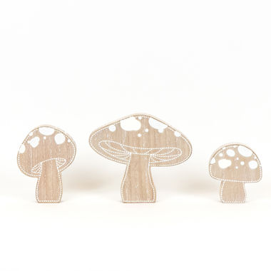 Click here to see Adams&Co 45144 45144 7x6x1 reversible chunky wood shape set of three (MUSHROOMS) natural, white Stars & Stripes Collection Collection