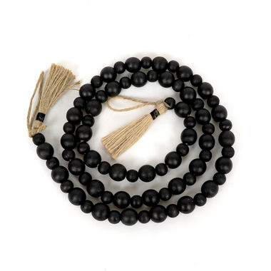 Click here to see Adams&Co 50429 50429 52x1x.75 wood bead garland w/ tassels, black, brown The Adams Family Collection
