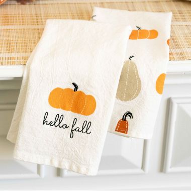 Click here to see Adams&Co 60272 60272 15x24x.25 tea towels set of two (FALL/PUMPKIN) multicolor The Adams Family Collection