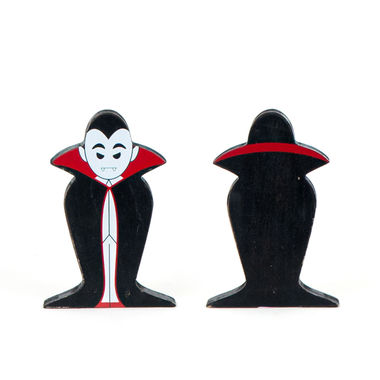 Click here to see Adams&Co 50464 50464 4x6x1 reversible wood cutout (BOY VAMPIRE) multicolor The Adams Family Collection