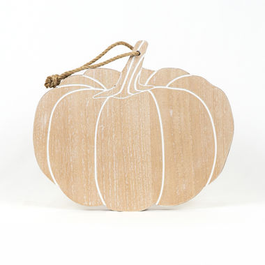 Click here to see Adams&Co 60261 60261 15.75x13.25x1 wood hanging cutting board (PUMPKIN) ntrl/wh