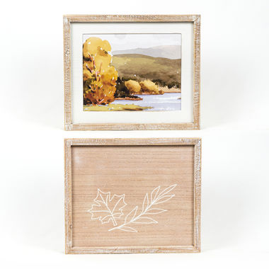 Click here to see Adams&Co 60258 60258 15.75x13.25x1.5 reversible wood framed sign (LANDSCAPE/LEAVES) multi
