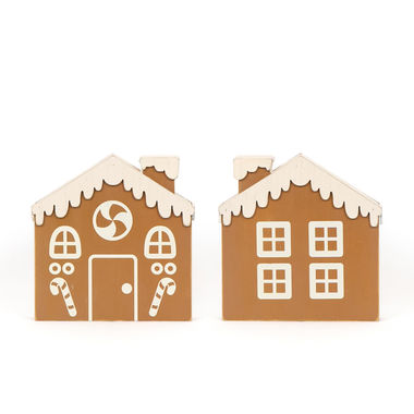 Click here to see Adams&Co 71189 71189 7x7x1.25 reversible wood cutout house (GINGERBREAD) white, brown Feeling Frosty Collection